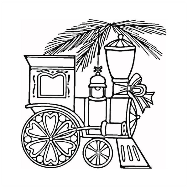 christmas train coloring page