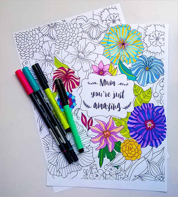mothers day flowers coloring page