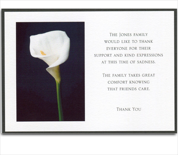 6 Bereavement Thank You Cards Free Sample Example Format Free 
