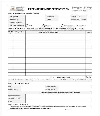 expense reimbursement form template