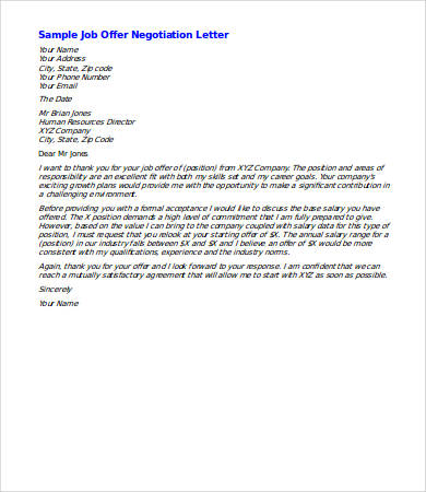 Salary Negotiation Letter Samples Database | Letter ...