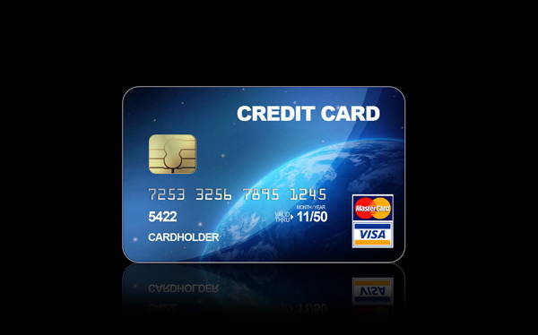 blue credit card mockup