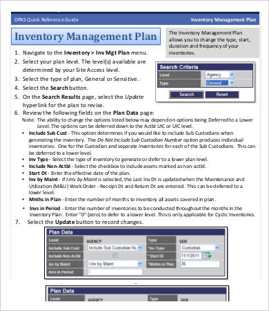 inventory management plan template