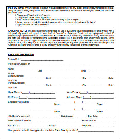 Employment Application Template Word - 7+ Free Word Documents Download