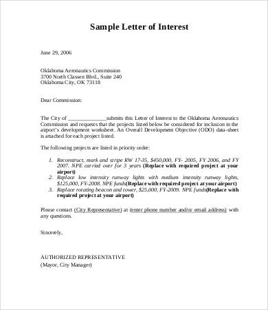 Letter Of Interest For Job 7 Free Word Pdf Documents Download