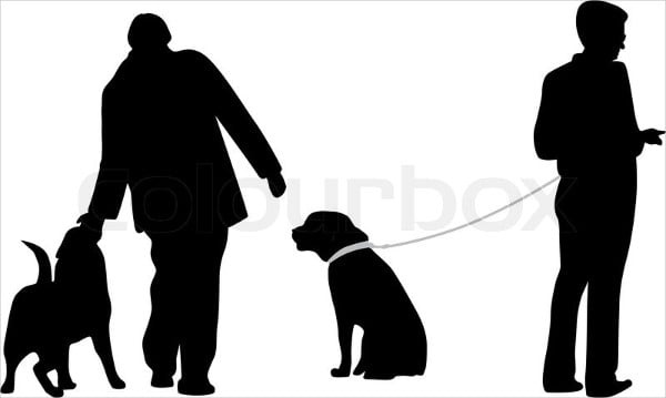 dog and human silhouette