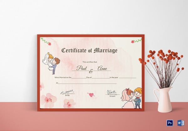 antique marriage certificate psd template