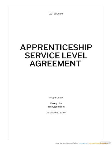 apprenticeship service level agreement template