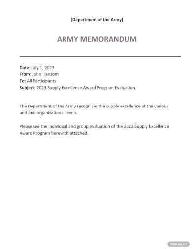 army memo template