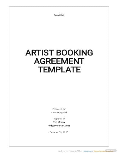 artist booking agreement template