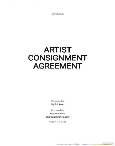 artist consignment agreement template