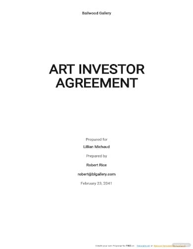 artist investor agreement template