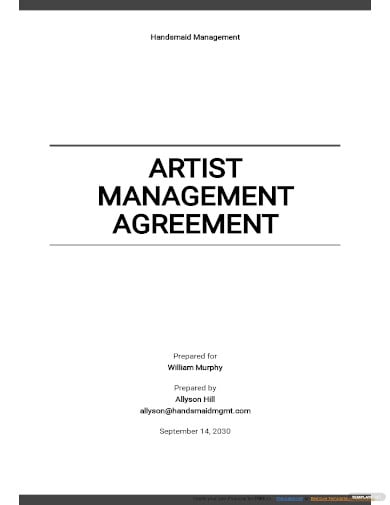 artist management agreement template