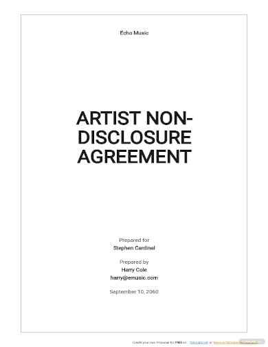 artist non disclosure agreement template