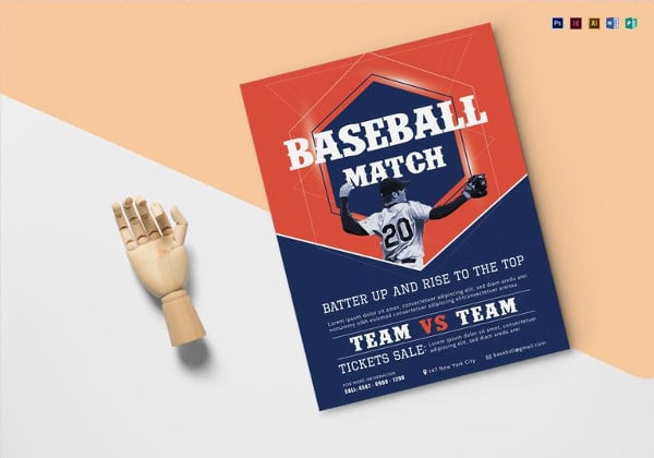 baseball match flyer template