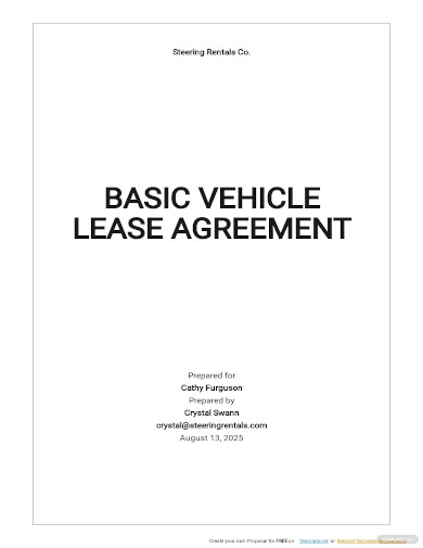 basic vehicle lease agreement template