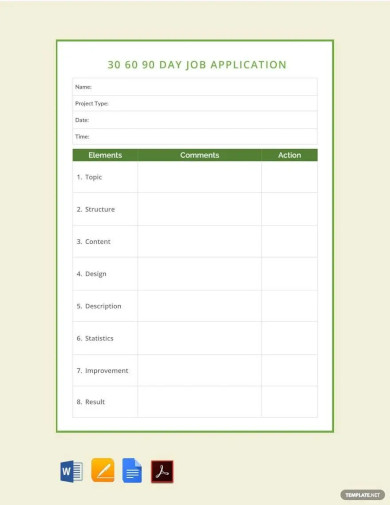 blank 30 60 90 day job application template