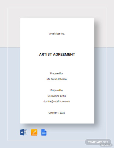 25  Sample Artist Agreement Templates Word Pages PDF