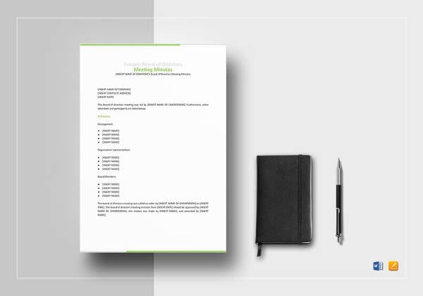 board of directors meeting minutes template