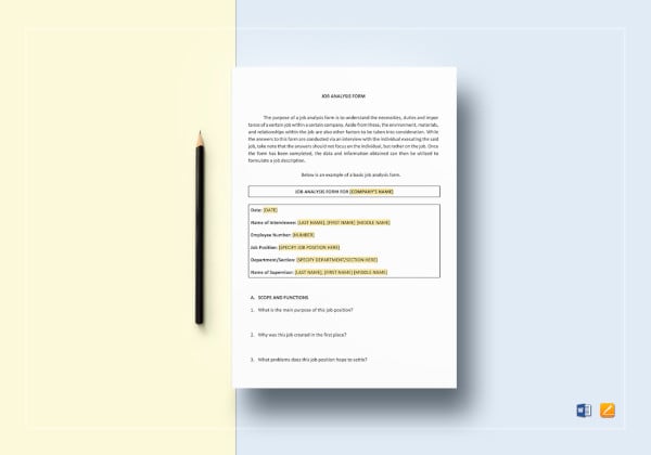business job analysis form template