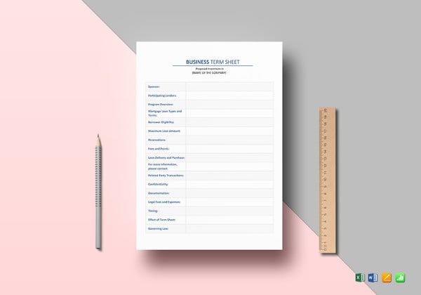 business term sheet template in ipages