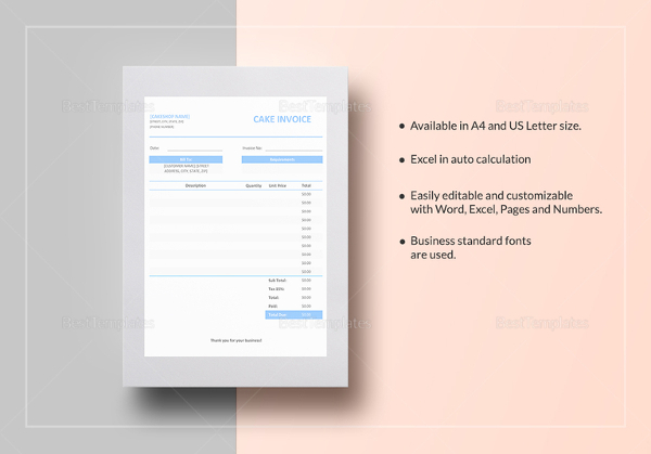 Bakery Invoice Templates - 16+ Free Word, Excel, PDF Format Download