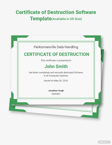 certificate of destruction software template