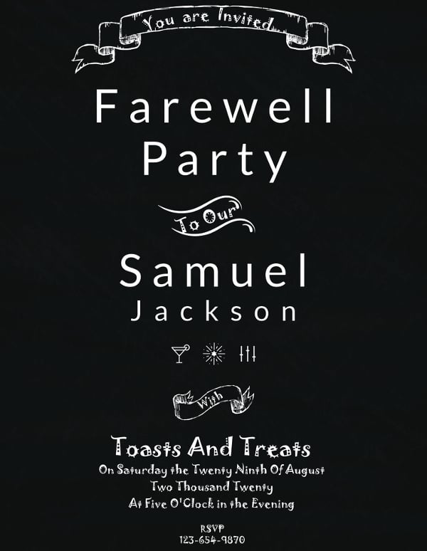 chalkboard farewell party invitation