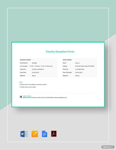 charity donation form template