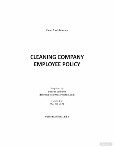 cleaning company employee policy template