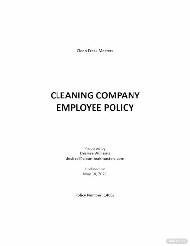 cleaning company employee policy template