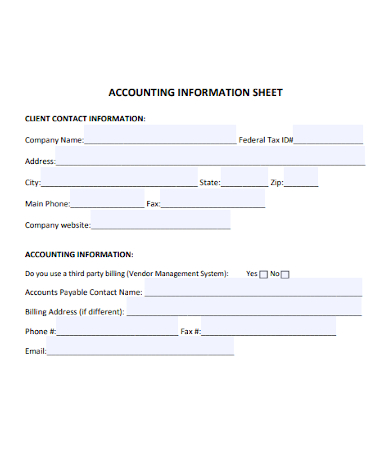 client accounting information sheet