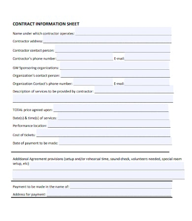 client contract information sheet