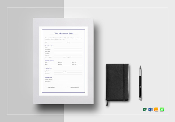 client information sheet excel template