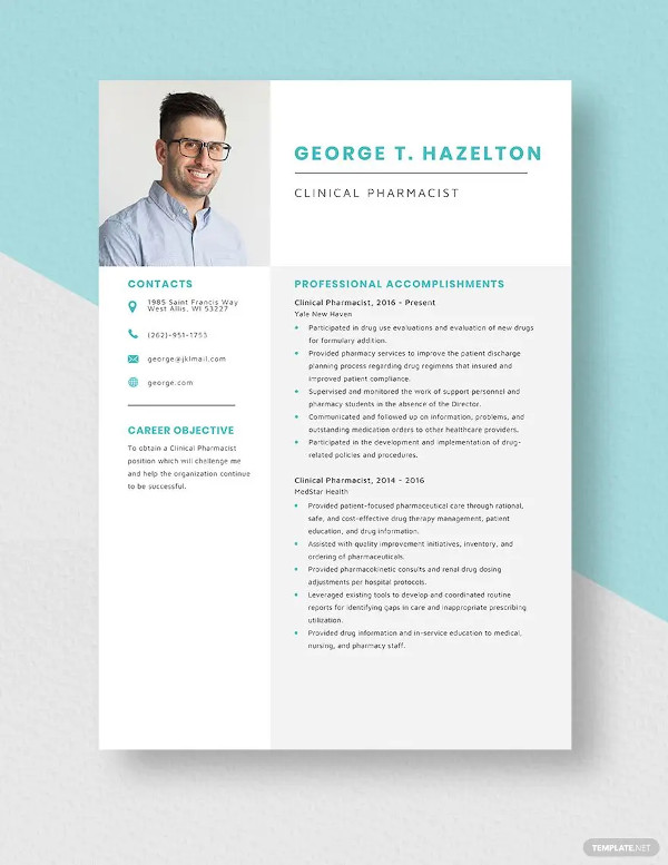 clinical pharmacist resume template