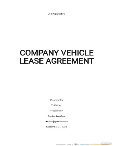company vehicle lease agreement template