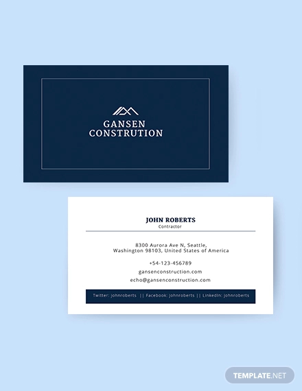 construction business card