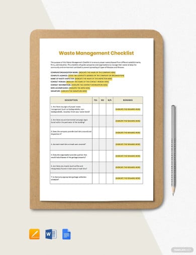 construction waste management checklist template