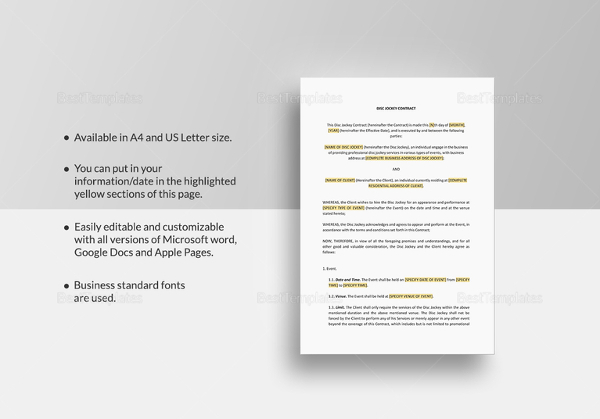 dj contract 16 free word pdf documents download free premium dj contract word doc