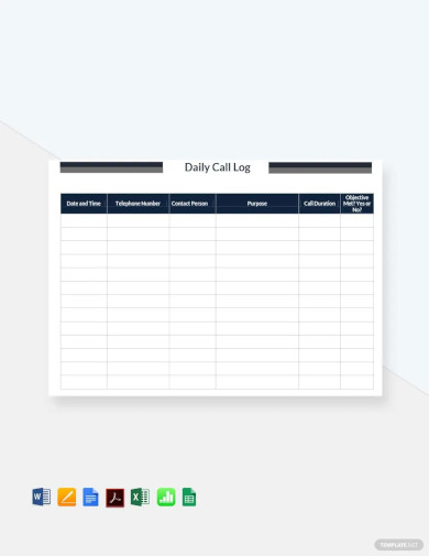daily call log sheet template
