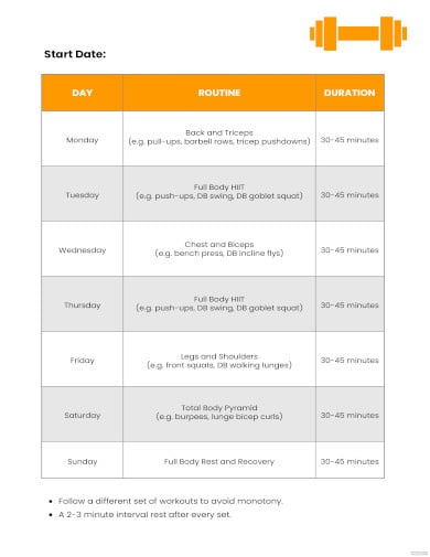 Workout Chart Templates 15 Free Word