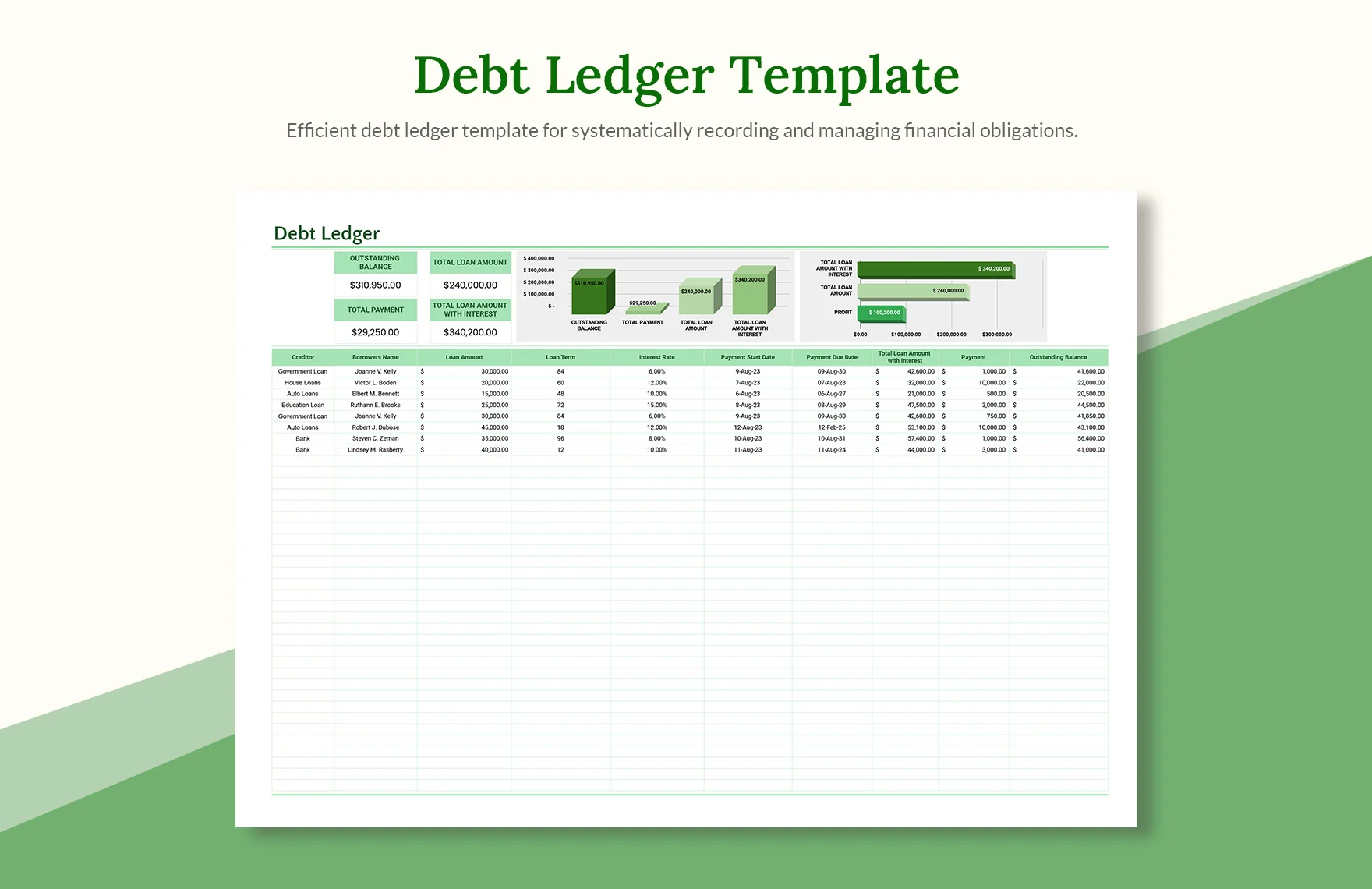 debt ledger template