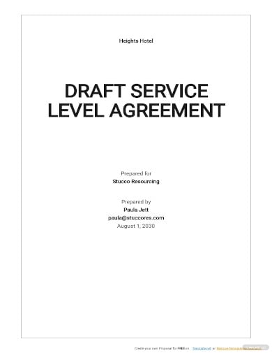 draft service level agreement template