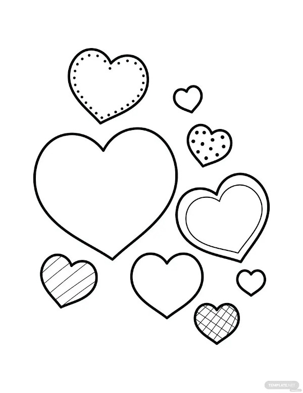 easy heart coloring page for kid