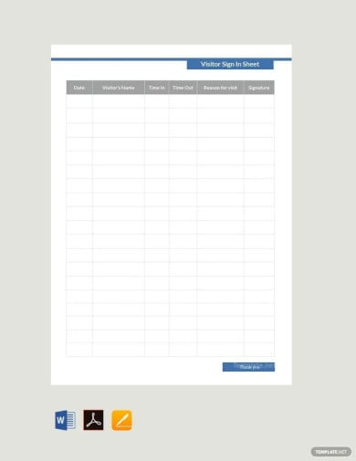 editable visitor sign in sheet template