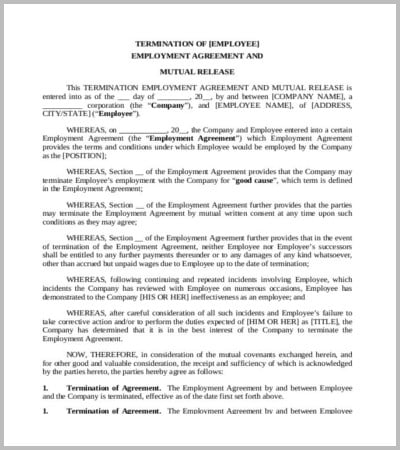 employment termination agreement in pdf