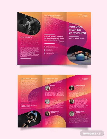 fitness trainer tri fold brochure template