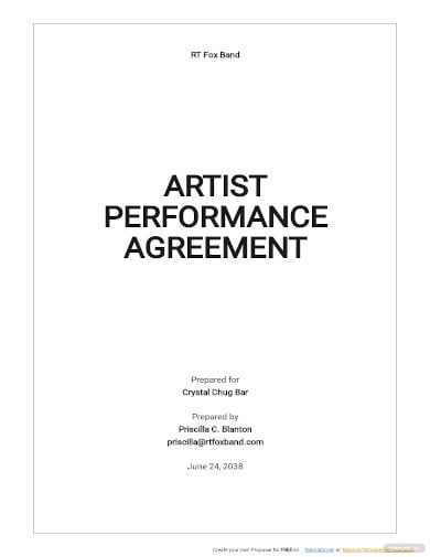 free artist performance agreement template