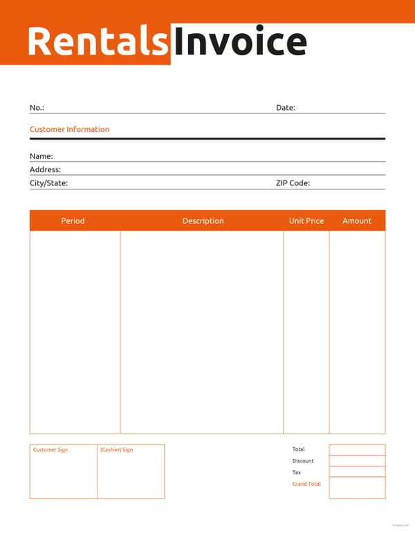 free commercial rental invoice template