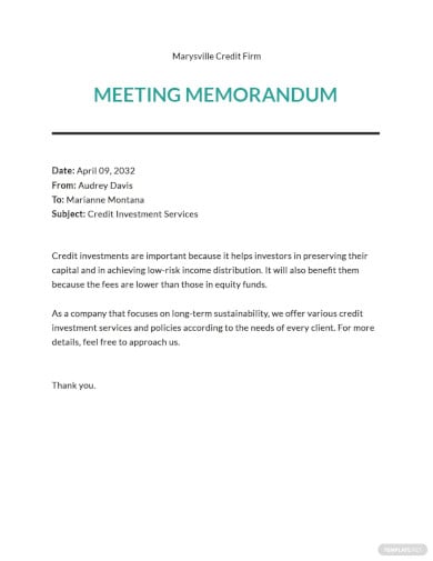 free credit investment memo template